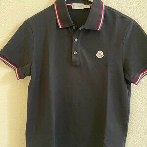 Moncler Stripe Tipped Polo shirt. Black color. Size S